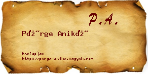 Pörge Anikó névjegykártya